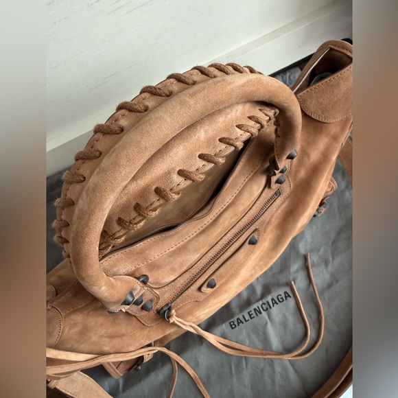 Balenciaga Camel Brown Suede Le City Medium Leather Tote Bag - Picture 4 of 12